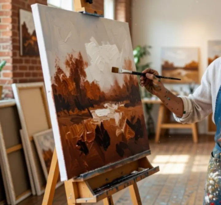 Instruktor pokazujący technikę malowania